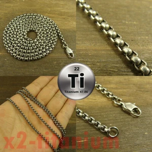 Titanium Ti 3mm Rolo box chain necklace anti-allergy 30 inch length XH283A - Picture 1 of 6