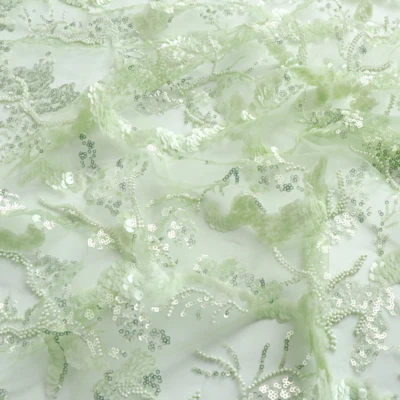 Vestido de novia transparente de malla Qipao hágalo usted mismo de encaje con lentejuelas de perlas bordadas florales Foto 1 de 4