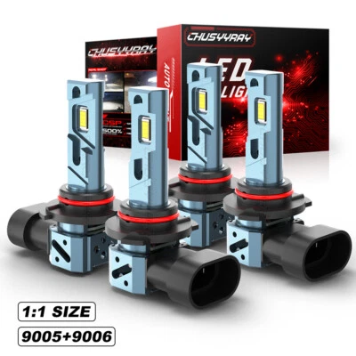 For Dodge Charger 2006 2007 2008 2009 - 4X 9005+9006 LED Headlights Hi-Lo Beam - Image 1 of 4