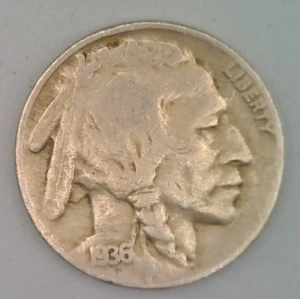 1936 P Bufalo Nichel - Data visibile circolata - Foto 1 di 2