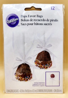 Bolsas Wilton Cake Pops Favor con lazos, 12 por paquete, 4.25"X7", TOTALMENTE NUEVAS Foto 1 de 4