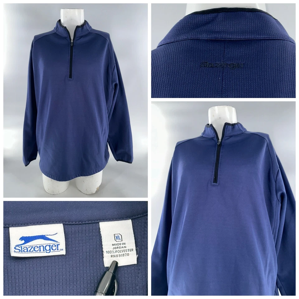 Pullover de golf Slazenger 1/4 cremallera para hombre XL azul marino 100 % poliéster YGI I4-110 Foto 1 de 4