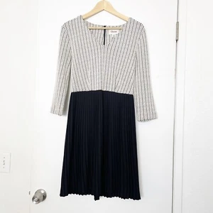 Vestido Ganni Para Mujer Pequeño Tejido Jacquard Punto Cruzado Plisado Negro Cuello en V Clásico - Imagen 1 de 9