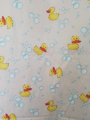 2 Yards Flannel Fabric Yellow Rubber Duckies and Bubbles On Pale Pink Joann's - Image 1 of 3