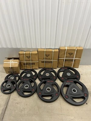 Set 100KG Piastre Pesi Tri-Grip (Olimpico 50mm) Rivestite in Gomma Pesi Palestra - Immagine 1 di 4