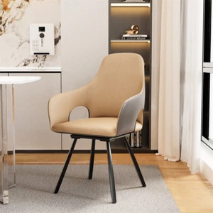 Swivel Dining Chair Set of 2 High Back Kitchen Chairs Microfiber Leather Padded - Picture 1 of 18