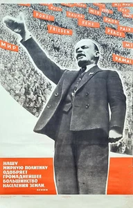 1964 SOVIET POSTER – LENIN PEACE QUOTE – BOLSHEVIK POLICY USSR PROPAGANDA ART - Picture 1 of 2