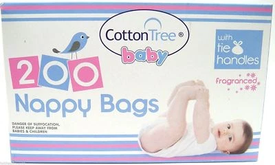 COTTON TREE Nappy Bags Scented Fragranced Bags Disposable, Hygienic, perfumed, Tie Handles