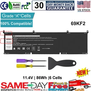 ✅86WH 69KF2 Battery For Dell Precision 5550 5560 Alienware M15 M17 XPS 15 9500 - Picture 1 of 12