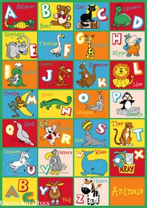 7x10 Educational Rug Kids ABC Animal Names School Learning Time Alphabet Zoo New - Picture 1 of 3