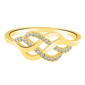 Damenring 14 Kt Gelbgold 0,06 kt 100 % natürlicher IGI-zertifizierter weißer Diamant - Bild 1 von 3