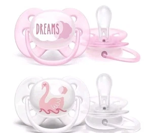 PACK de 2 chupetes Philips Avent ultra suaves 0-6 m piel sensible rosa y blanco con estuche - Imagen 1 de 2