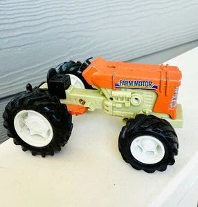 1990s New Ray Farm Motor Tractor Orange Friction Powered Diecat Toy 4” Length - Picture 1 of 8