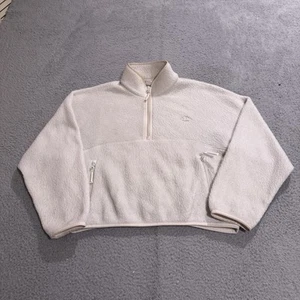 Aritzia TNA Sweatshirt Women Large White Sherpa Fleece 1/4 Zip Pullover Polartec - Picture 1 of 7