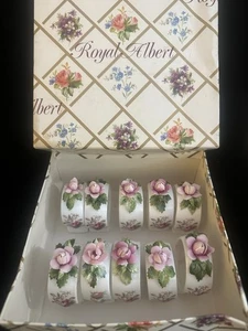 Bone China England Royal Albert Set 9 Lavender Rose & Bonus Moos Serviettenringe - Bild 1 von 9