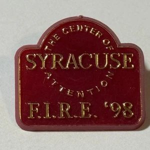 1998 Syracuse FIRE pin badge F.I.R.E. New York Plastic Vtg - Picture 1 of 3