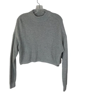 Suéter corto Hollister de gran tamaño para mujer pequeño gris tejido gofre cuello falso Foto 1 de 4