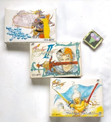 Lot 3 FC Final Fantasy 1 2 3 ⅠⅡⅢ Nintendo Famicom NES Yoshitaka Amano Japan Game - Image 1 of 4