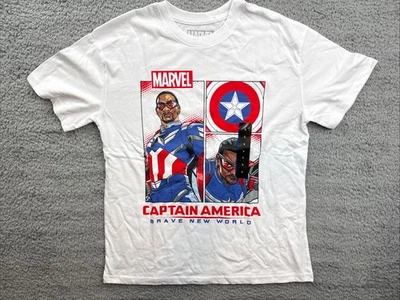 Marvel Captain America Shirt Boys Large White Short Sleeve Graphic T-Shirt - Image 1 of 4
