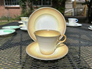 Shelley Regent shape trio yellow and brown teacup, saucer, plate 1930s - Picture 1 of 7