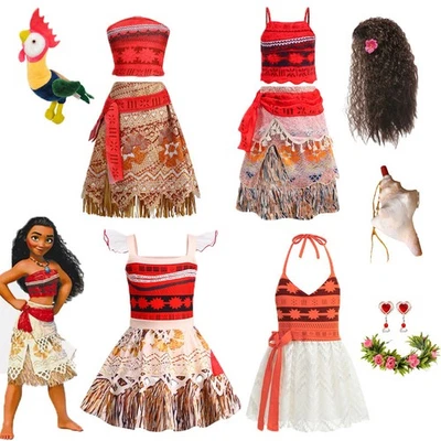 Kids Girls Moana Dress Cosplay Costume Party Birthday Tutu Fancy Dress Up Gifts - Image 1 of 4