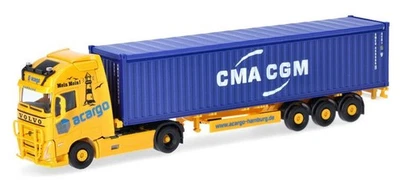 HERPA, VOLVO FH 4x2 con porta-container a 3 assi Acargo -CMA-CGM, 1/87,  HER3... - Immagine 1 di 4