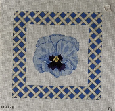 Elizabeth Bradley Pansy Hand Painted Needlepoint Canvas 13ct 14.5 x 14  FL424B - Image 1 of 3