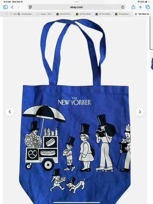 全新。 The New Yorker Magazine 托特包 Tomi Um 蓝色 15x15 英寸 — 第 1/2 张图片