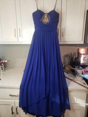 Женщин SZ 3/4 Masquerade Royal синий бисером David свадебное платье без бретелек новый без ЯРЛЫКОВ - Изображение 1 из 4