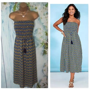 NEW KALEIDOSCOPE MULTI-WAY DRESS 16, Bandeau Shirred Aztec Summer holidays - Picture 1 of 13