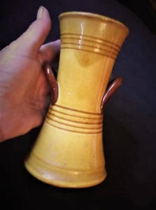 VERY OLD TREACLE GLAZE ART TERRACOTTA POTTERY VASE WITH RESTORED HANDLE - Picture 1 of 5