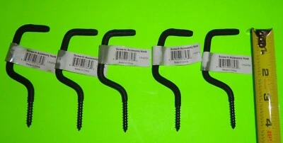 5) Black Rubber Coated 4" Screw-in Tree Stand Storage Accessory Hook Bow Hanger  - Image 1 of 4