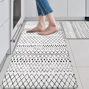Kitchen Mats 2Pcs Cushioned anti Fatigue Kitchen Rugs and Mats Non Skid Waterpro - Picture 1 of 12