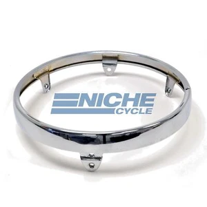 Honda Style 7" Chrome Headlight Headlamp Shell Rim - Foto 1 di 2