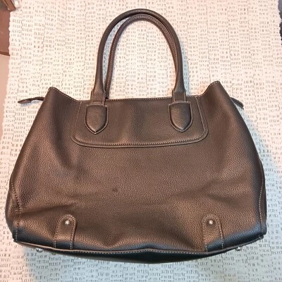 London Fog women's black faux leather large tote bag purse - Image 1 of 4