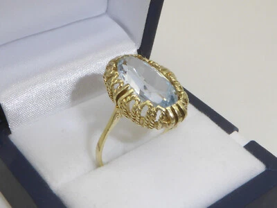 585 Gelbgold 14K Gold Ring Aquamarin 5,7 g Verlobung RG 65 - 20,5mm 7019a - Bild 1 von 4