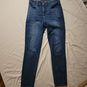 American Eagle Outfitters Womens Blue Dark Wash Pockets Denim Skinny Jeans Sz 8 - Picture 1 of 11