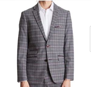 Neu mit Etikett Paisley & grau :: karierter Herrenblazer Sportmantel 50R schmale Passform komplett gefüttert  - Bild 1 von 14