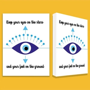 Evil Eye Wall decor, Traditional Blue Evil Eye, Nazar, print on Framed Canvas - Picture 1 of 5