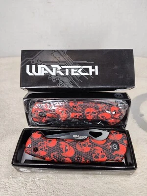 Qty-2 Wartech Red Skull Zombie Pocket Knife Assisted Opening Tactical YCS9501SRD - Image 1 of 4