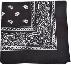 1 Dozen Pack 12 Black Paisley Bandanas 100% Cotton Cloth Scarf Wrap Wholesale - Picture 1 of 5