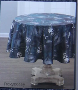 Halloween Dark Enchantment Totenkopf 60 in Runde Stoff Tischdecke Neu mit Etikett - Bild 1 von 2