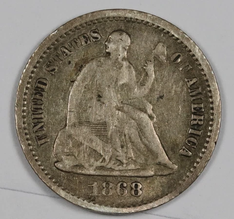 1868-s Seated Liberty Half Dime.  VG-F.   185767 Cover