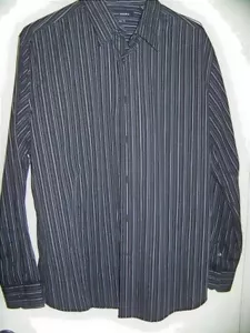 John Henry Men's Button Front Shirt Modern Fit Black Gray Pinstripe XL - Picture 1 of 4