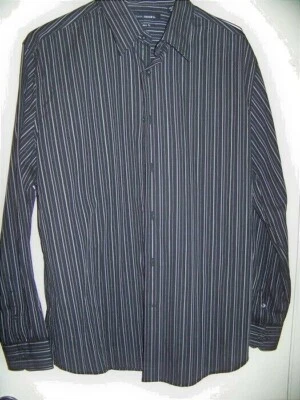 Camisa John Henry Para Hombre Botón Frontal Ajuste Moderno Negra Gris Rayas XL Foto 1 de 4