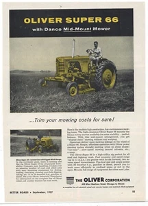 1957 Oliver Super 66 Traktor Anzeige: abgebildet m. Danco Mittelmäher, Super 55 Einsatz - Bild 1 von 1