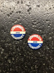 2x Lyndon "Johnson And Humphrey" 1964 Kampagne Pinback Button politisch K5, 7/8" - Bild 1 von 5