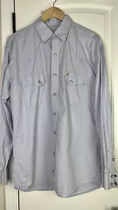 Camisa occidental Larry Mahan para hombre a presión de perlas L/S texturizada gingham lila vaquero talla L - Imagen 1 de 10