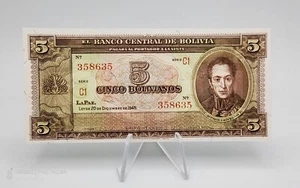 Billete Bolivia 5 Bolivianos 1945 P-138 UNC - Imagen 1 de 2