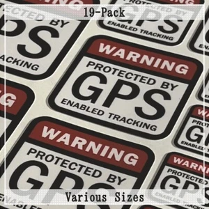 19 PACK GPS Tracking Warning Theft Deterrent Laminated Stickers High Quality - Picture 1 of 7